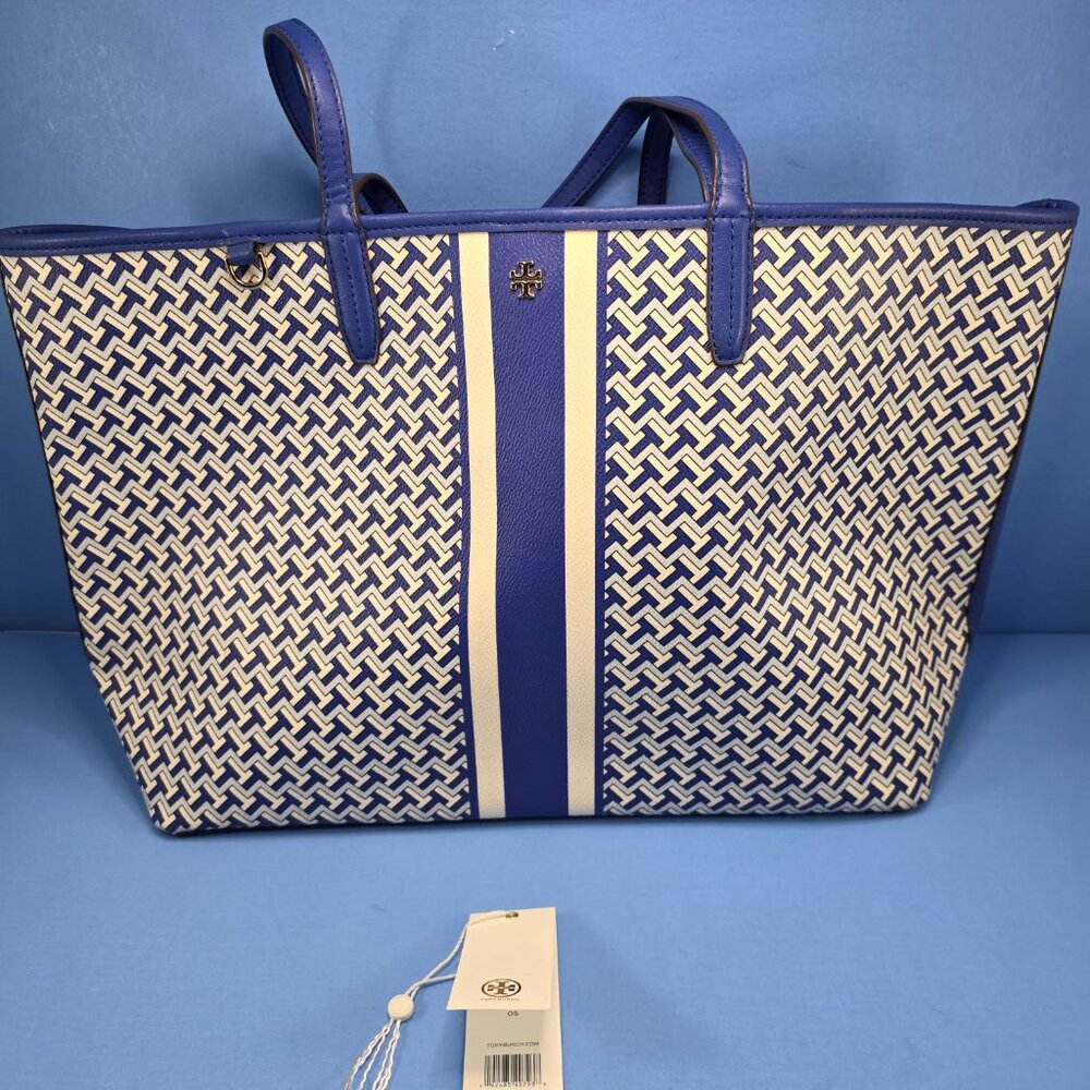 Tory Burch T Zag Tote Jewel Blue TZAG MFO / 405 OS Oversize